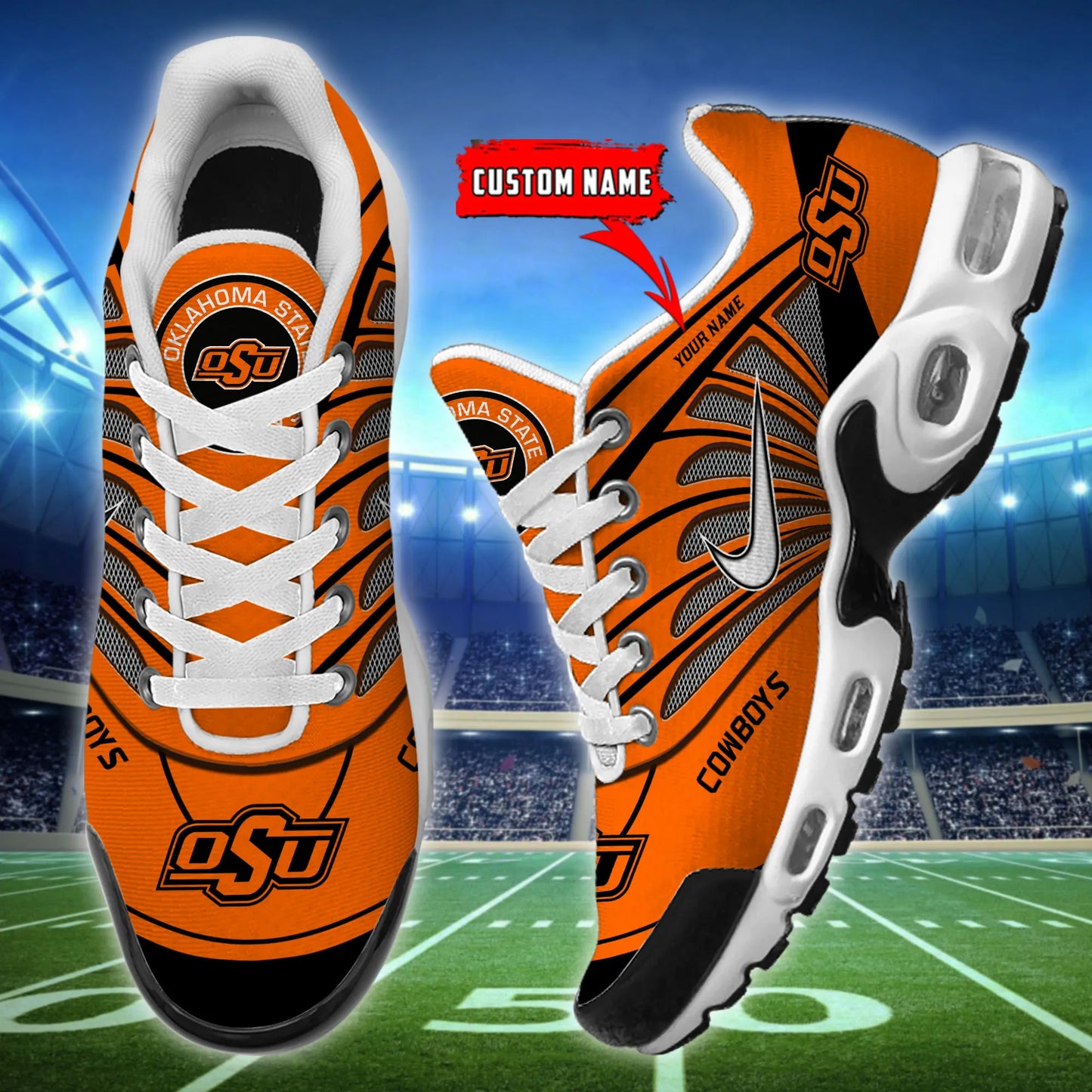Oklahoma State Cowboys New Personalized T-N Youth Sneakers AZBTTNS000123