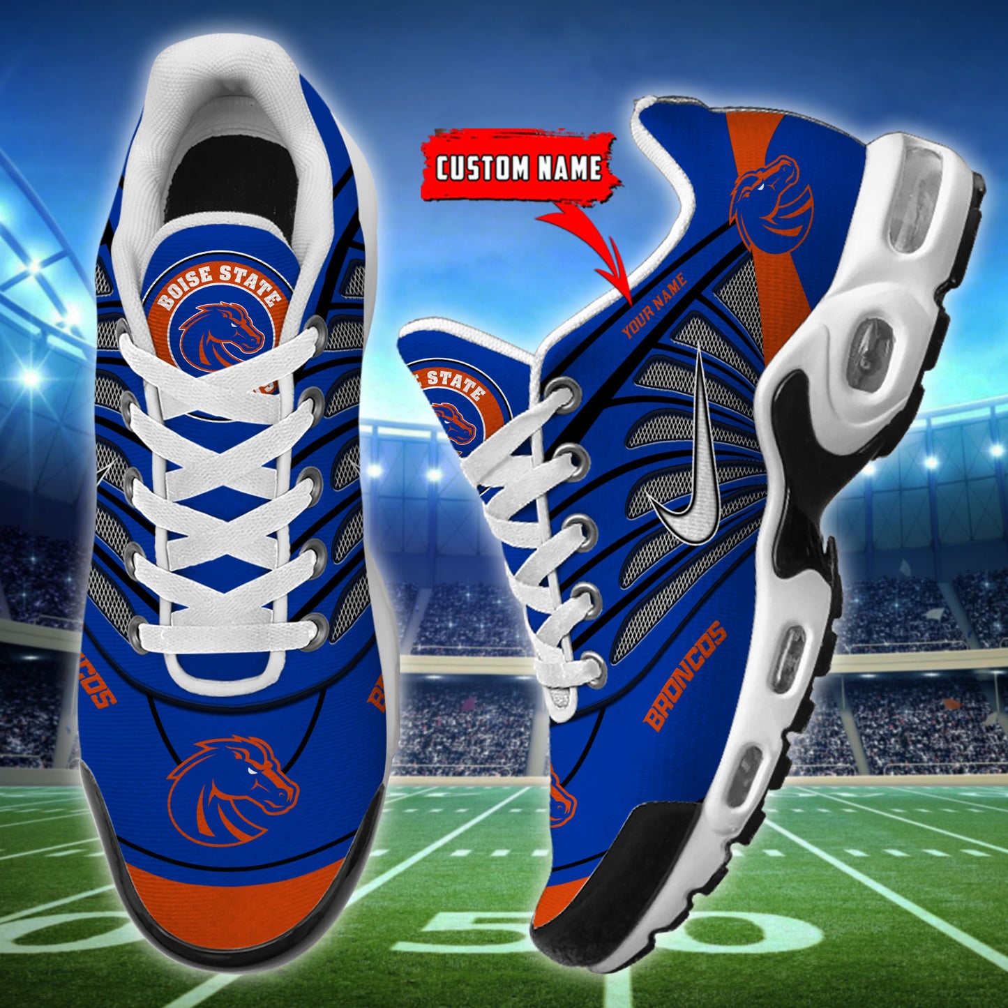 Boise State Broncos New Personalized T-N Youth Sneakers AZBTTNS000107