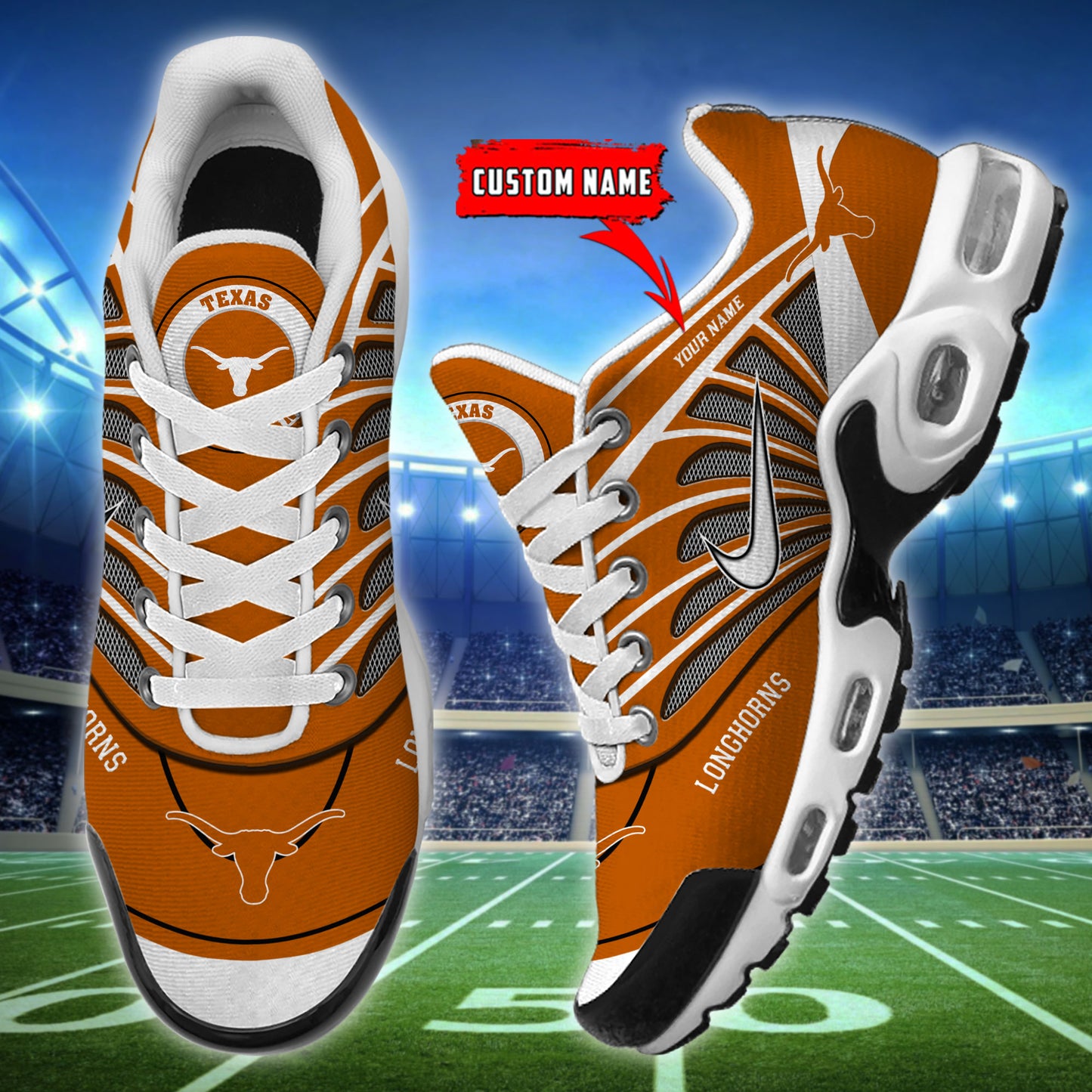 Texas Longhorns New Personalized T-N Youth Sneakers AZBTTNS000103