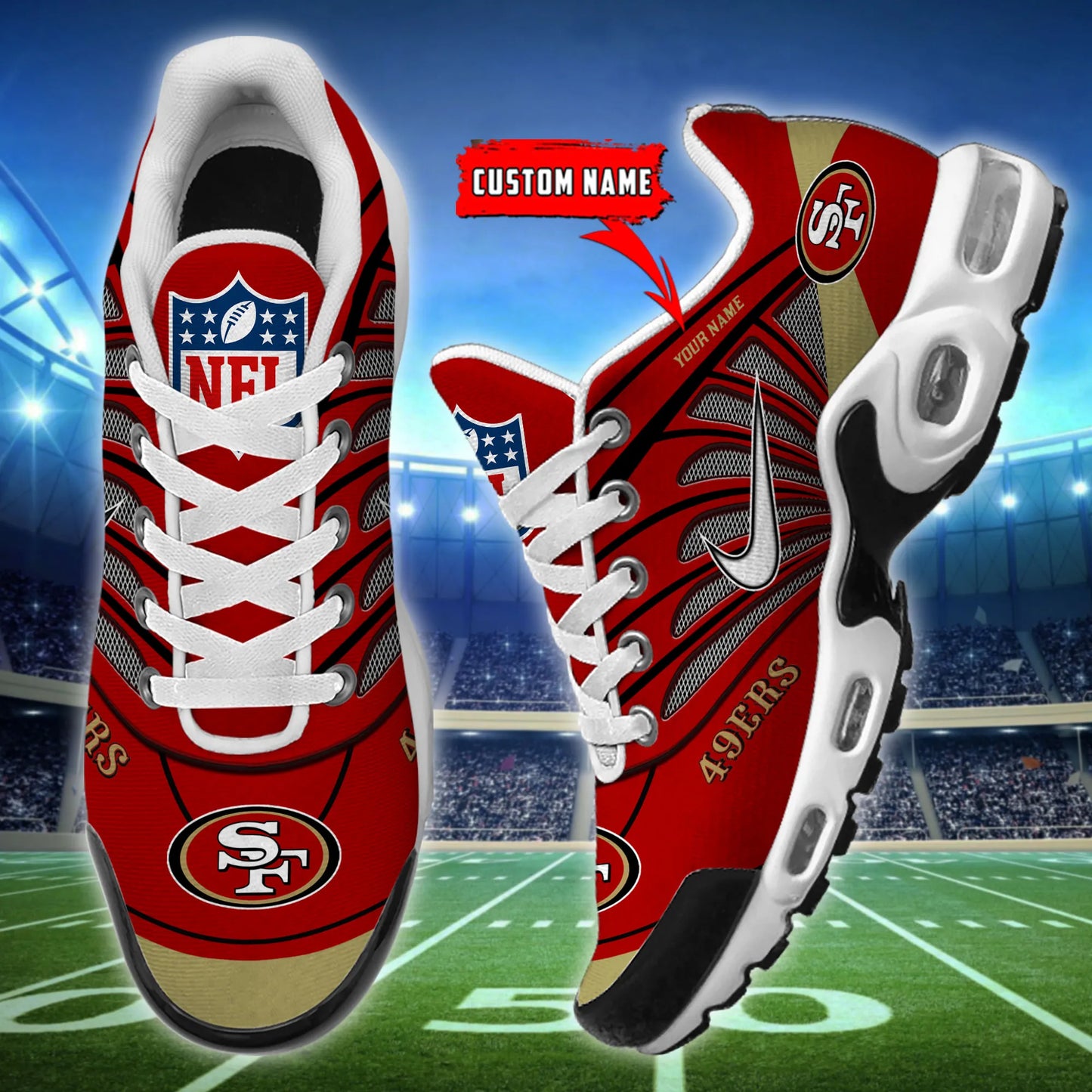 San Francisco 49ers New Personalized T-N Youth Sneakers AZBTTNS000070