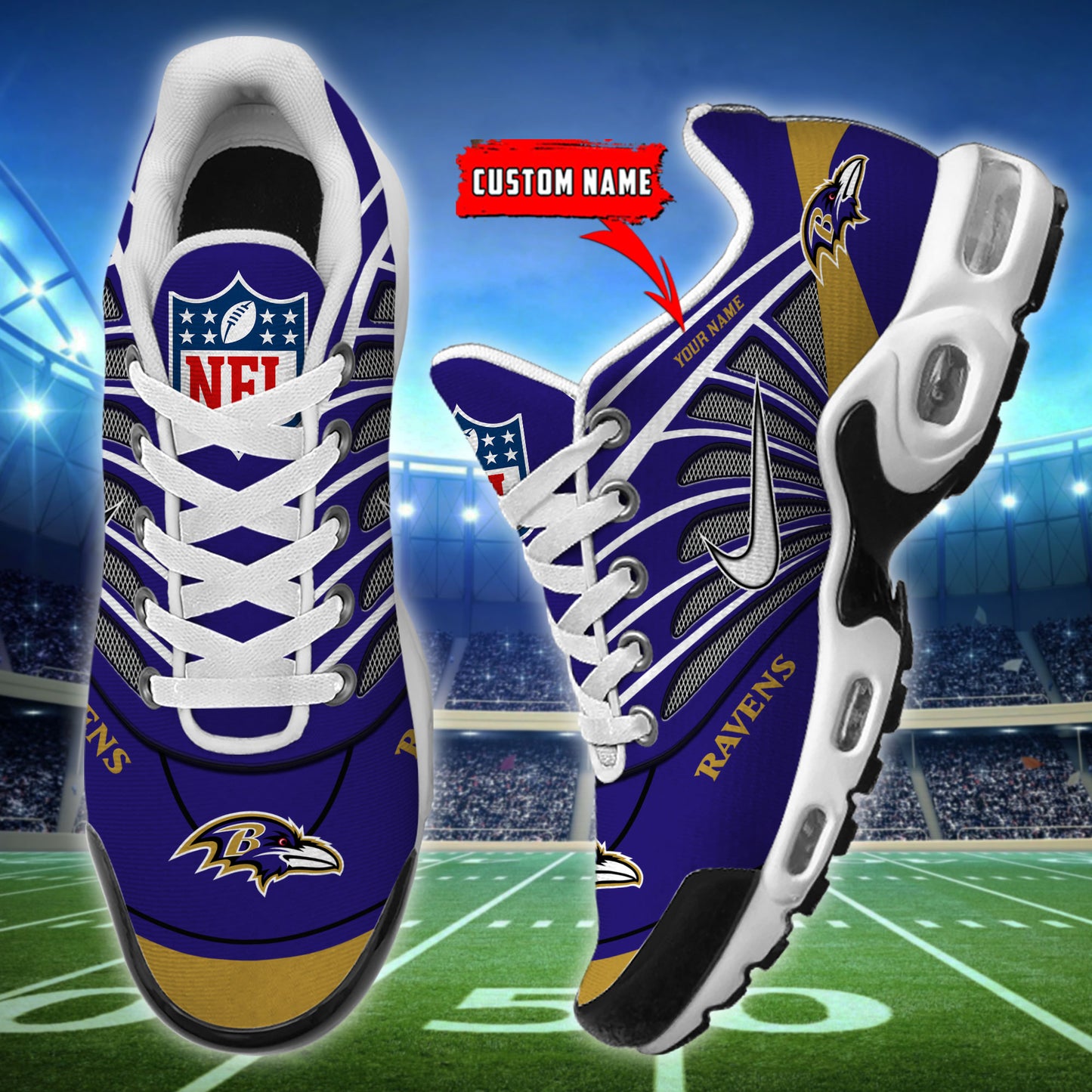 Baltimore Ravens New Personalized T-N Youth Sneakers AZBTTNS000085
