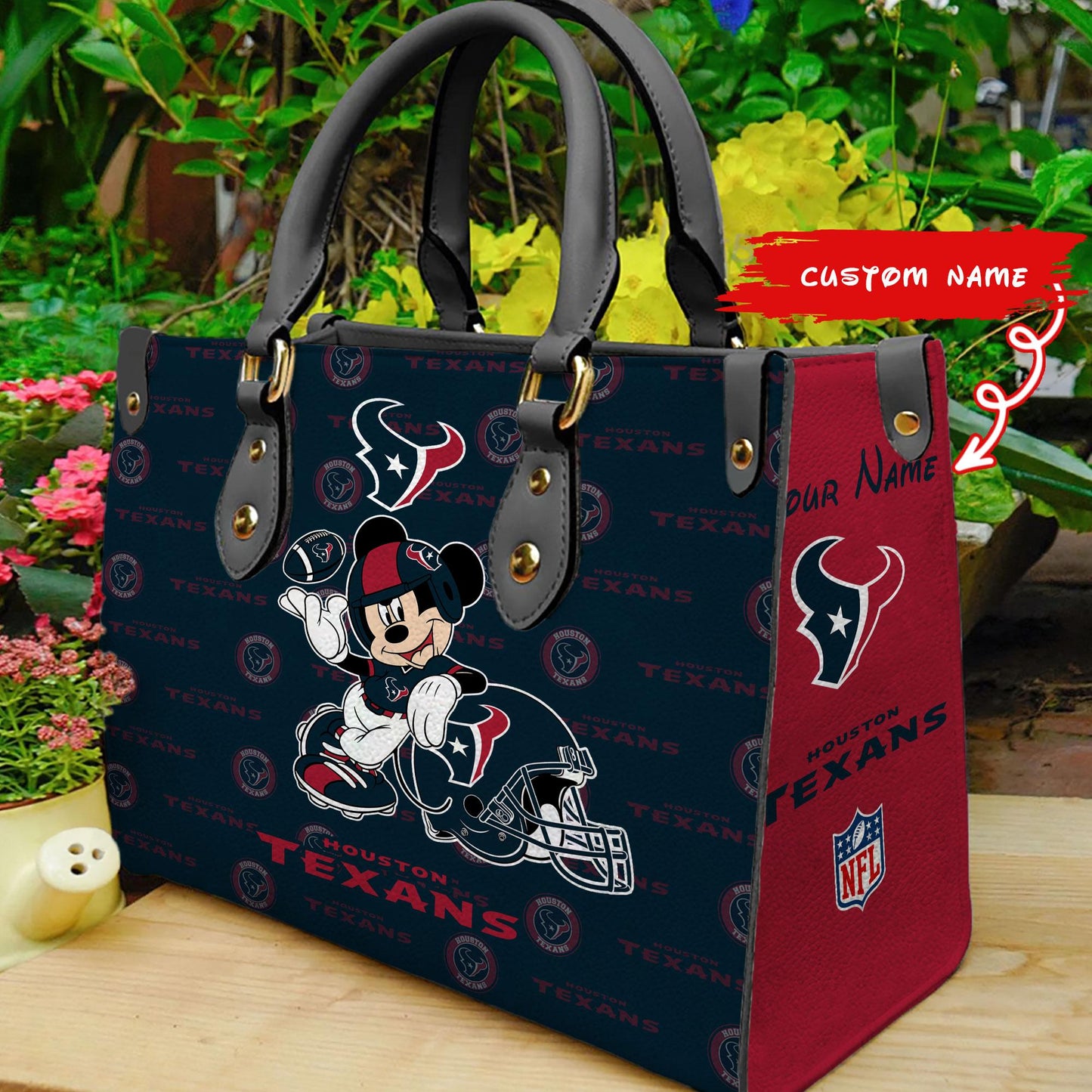 Houston Texans Personalized Leather Hand Bag BB426
