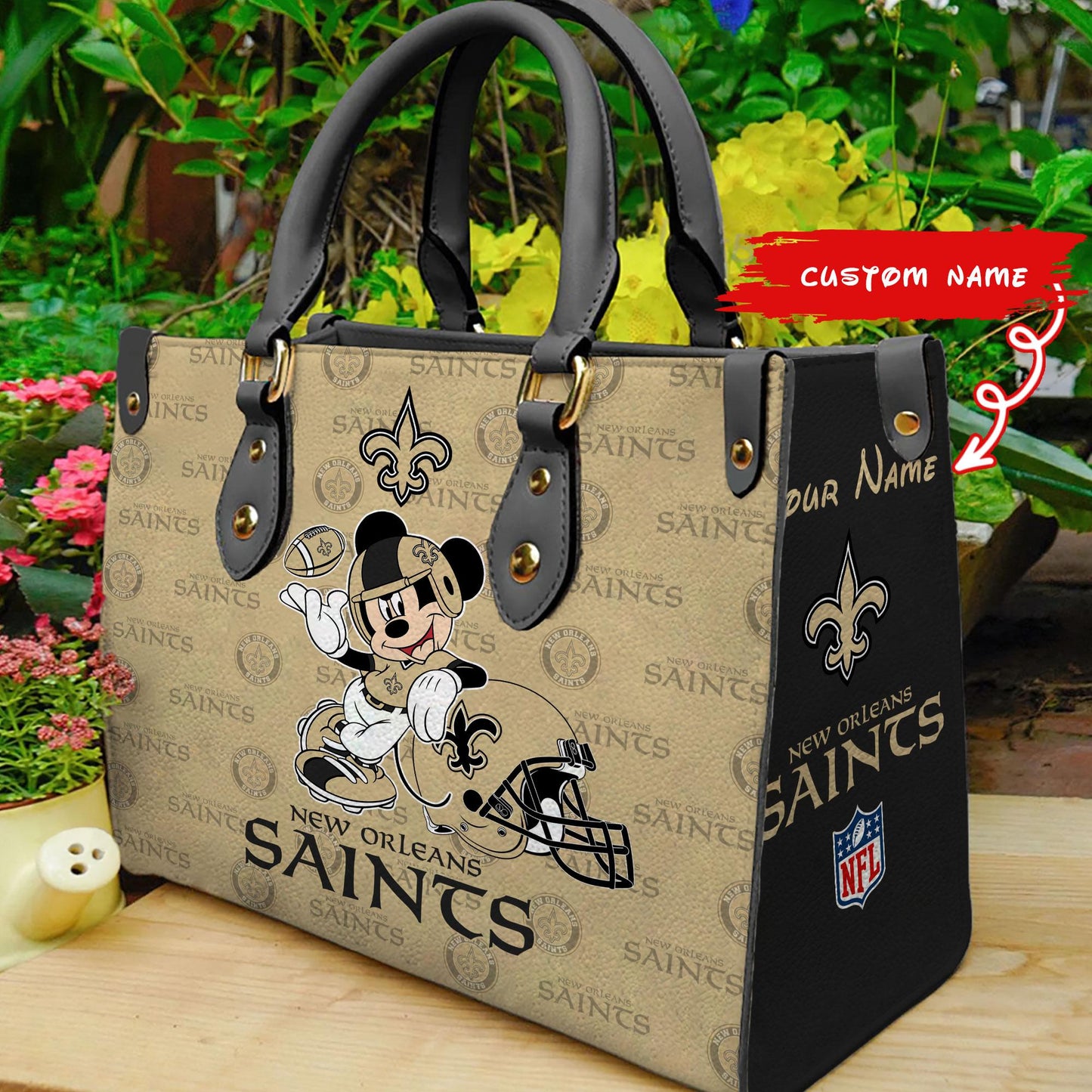 New Orleans Saints Personalized Leather Hand Bag BB419