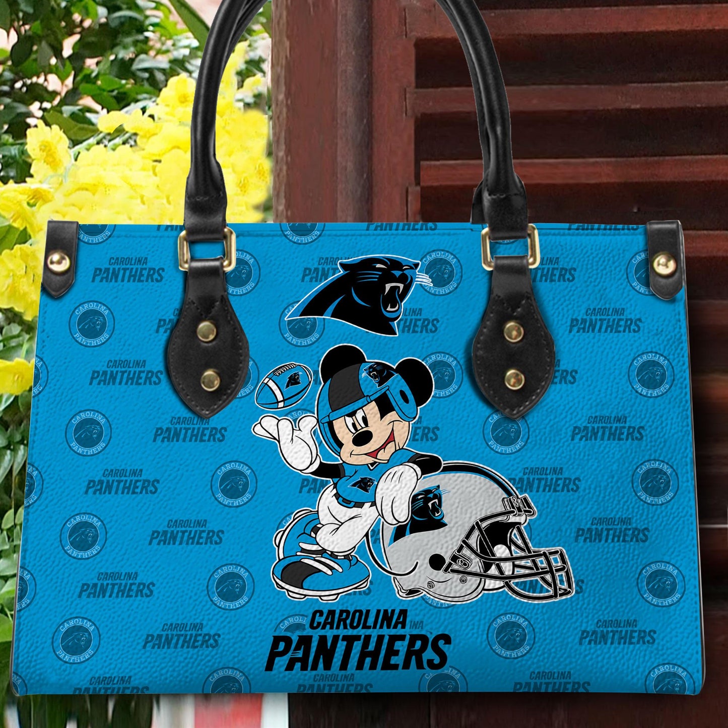 Carolina Panthers Personalized Leather Hand Bag BB434