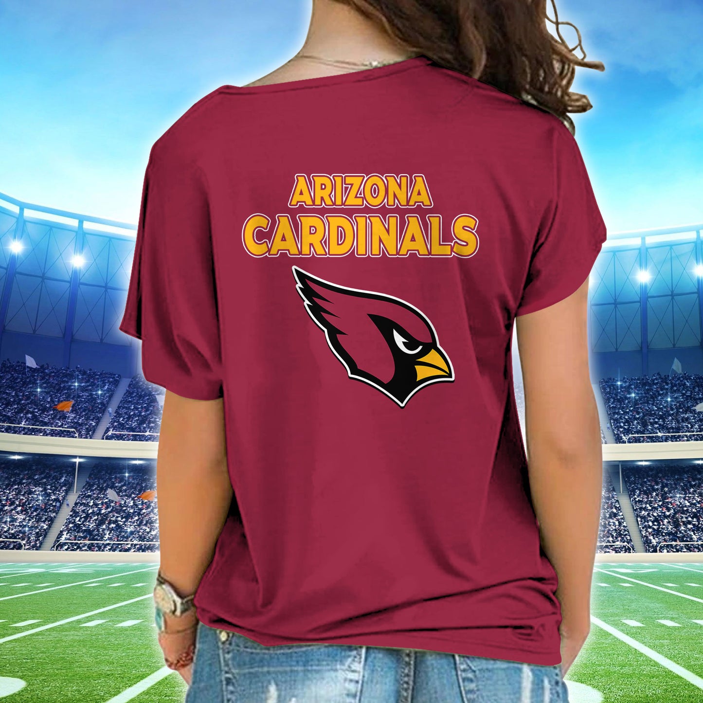 Arizona Cardinals New Woman Cross Strap Shoulder Shirt AZBTCSS000012