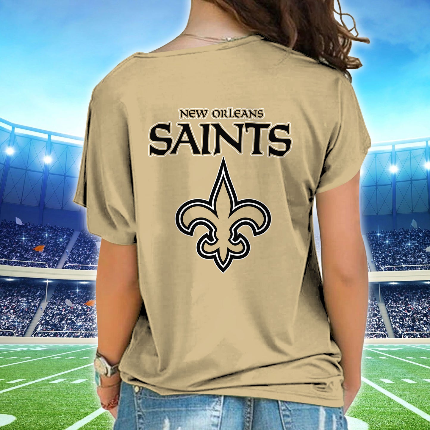 New Orleans Saints New Woman Cross Strap Shoulder Shirt AZBTCSS000005