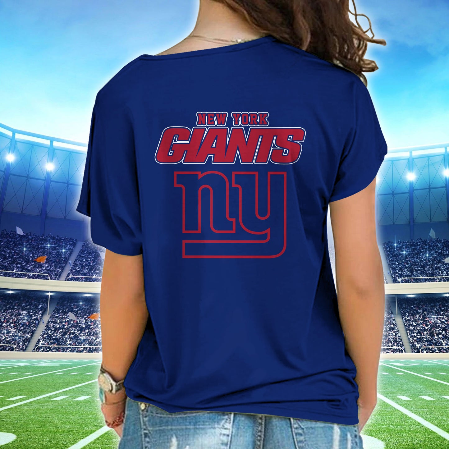 New York Giants New Woman Cross Strap Shoulder Shirt AZBTCSS000006