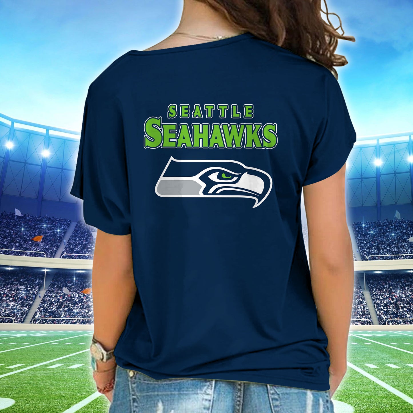 Seattle Seahawks New Woman Cross Strap Shoulder Shirt AZBTCSS000030