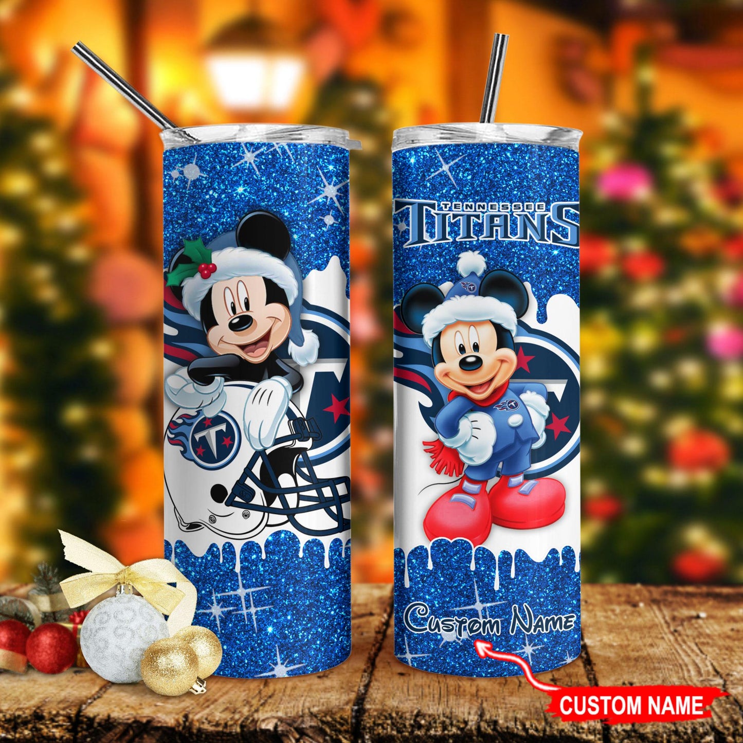 Tennessee Titans Personalized Glitter Tumbler With Stainless Steel Straw BGGTS099