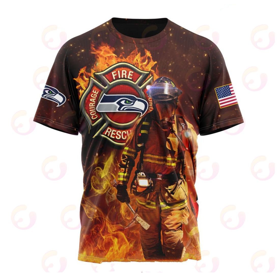 Seattle Seahawks Honor Firefighters – First Responders All Over Printed T-shirt Sweatshirt Hoodie AZCHD852