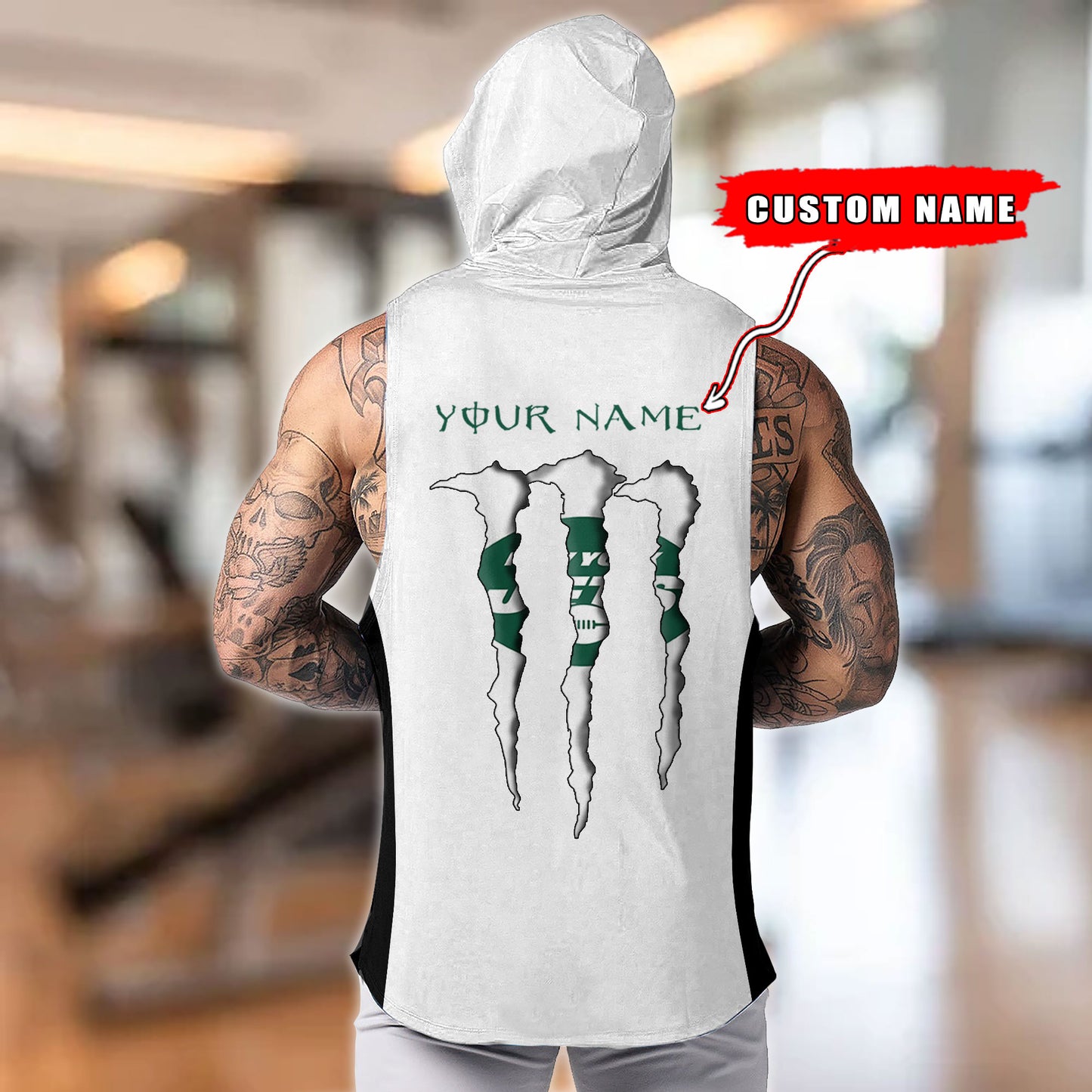 New York Jets Personalied Men Workout Hooded Tank Top AZBTMHTT000022