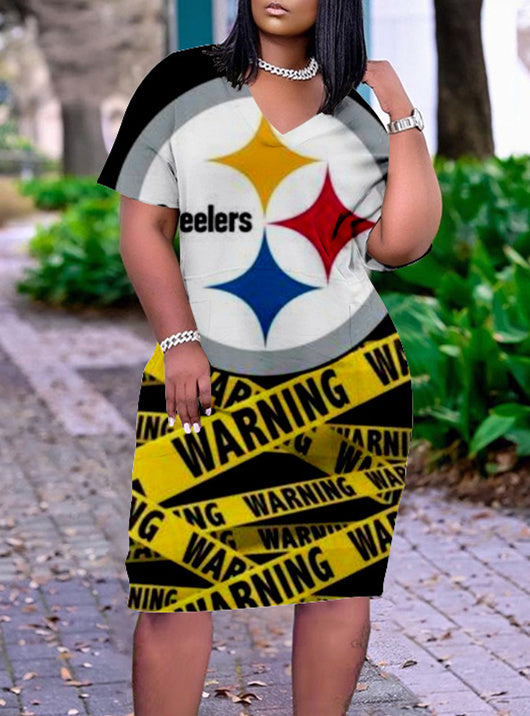Pittsburgh Steelers V-neck Casual Pocket Dress Limited Edition AZBTVCPD000334