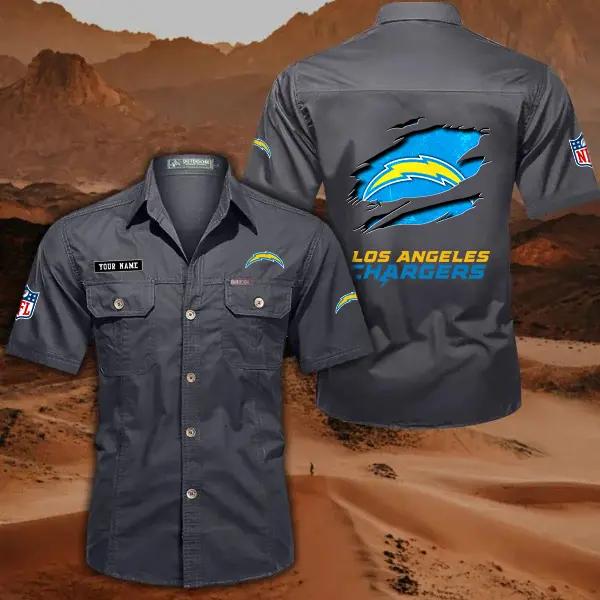 Los Angeles Chargers Men’s Short Sleeve Cargo Shirts New 2025 AZBT2DCGS000018