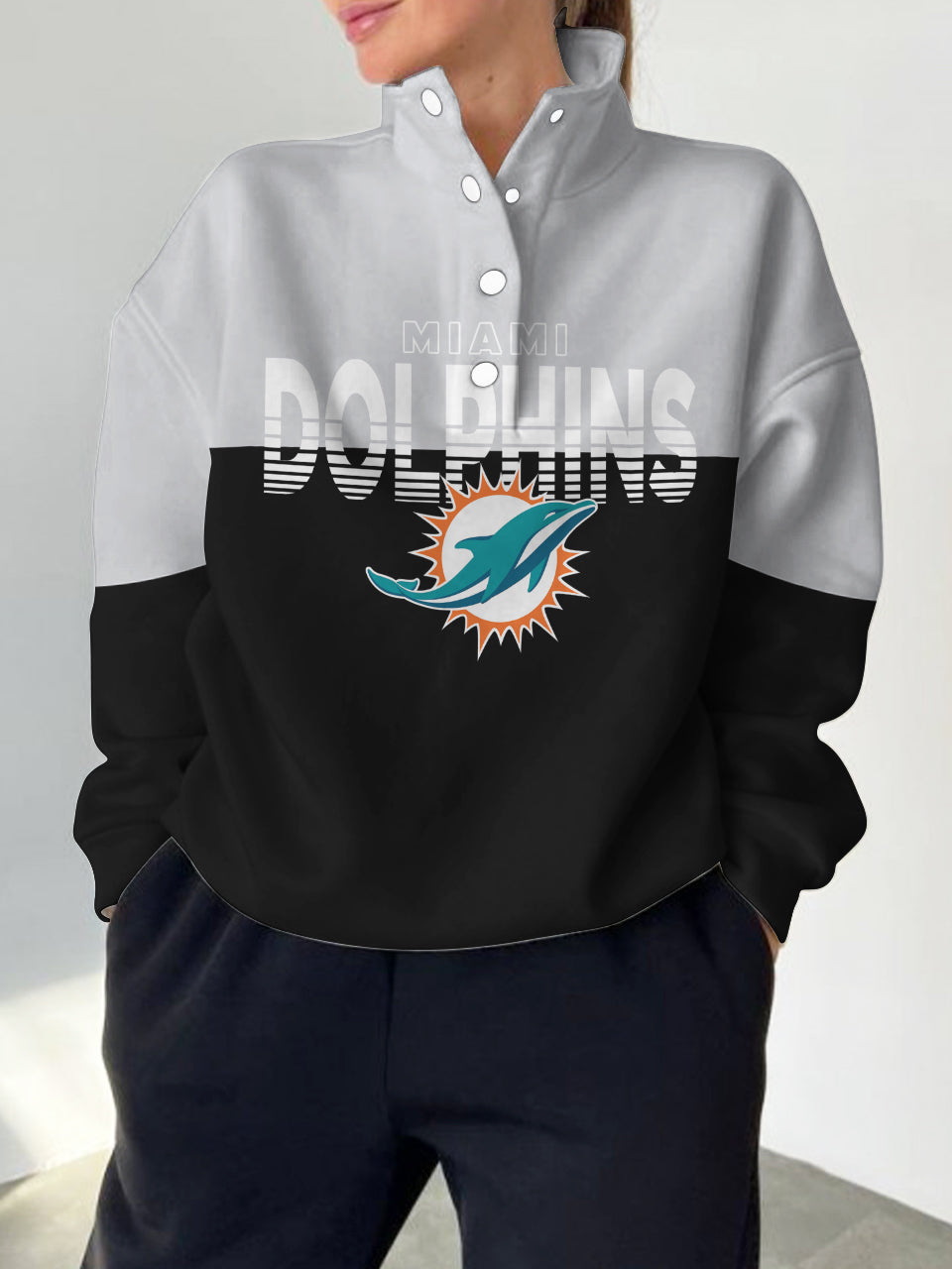 Miami Dolphins Casual Colorful Stand Collar Sweatshirt AZBTSCSW000239