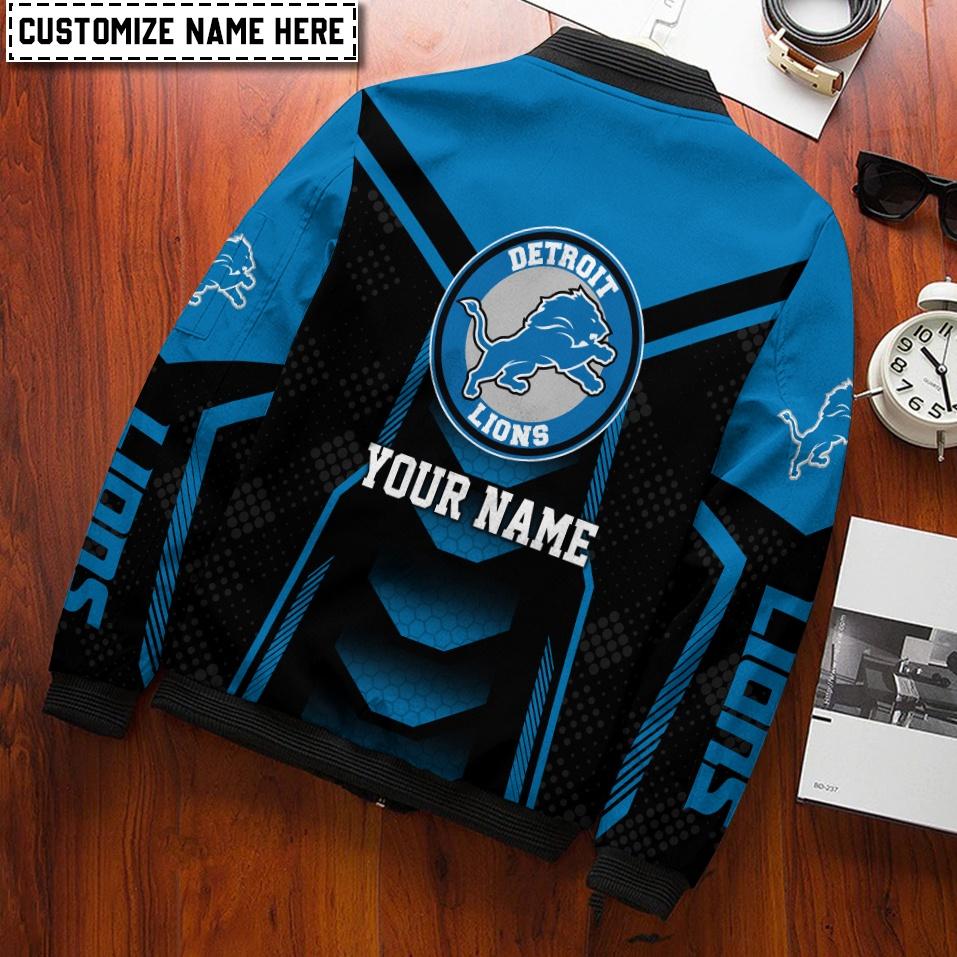 Detroit Lions Personalized Bomber Jacket AZCBJ157