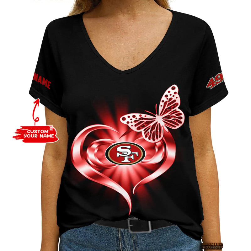 San Francisco 49ers Personalized V-neck Women T-shirt AGCWTS549