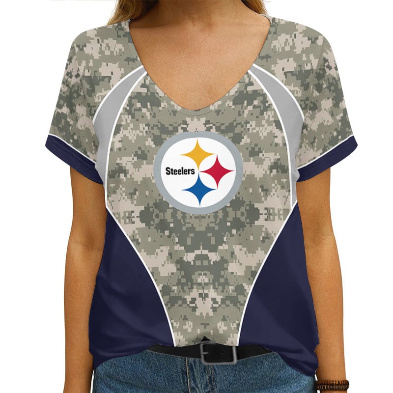 Pittsburgh Steelers Personalized V-neck Women T-shirt AGCWTS556