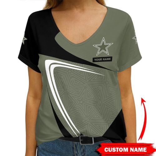 Dallas Cowboys Personalized V-neck Women T-shirt AGCWTS560