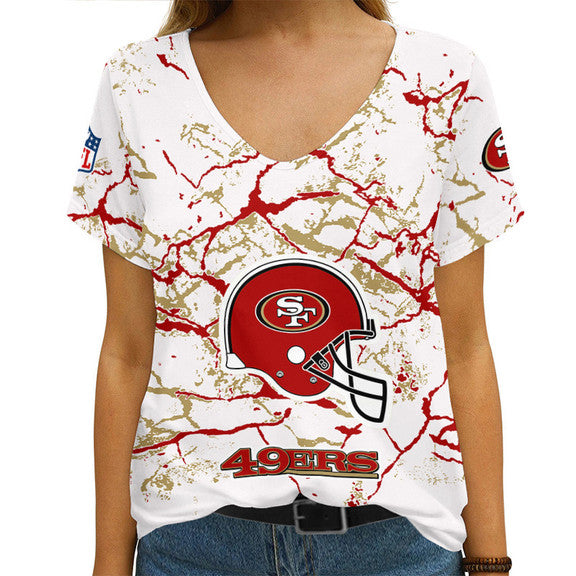 San Francisco 49ers Personalized V-neck Women T-shirt AGCWTS562