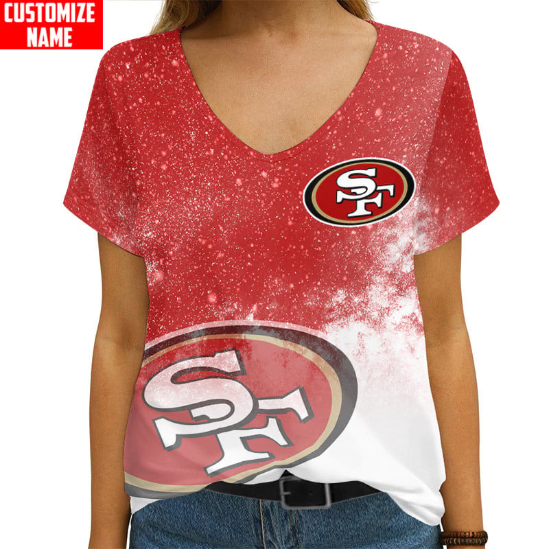 San Francisco 49ers Personalized V-neck Women T-shirt AGCWTS603