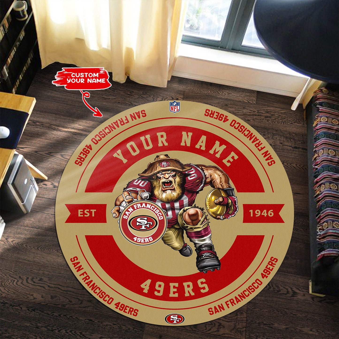 San Francisco 49ers Personalized Round Rug 98RRUG244