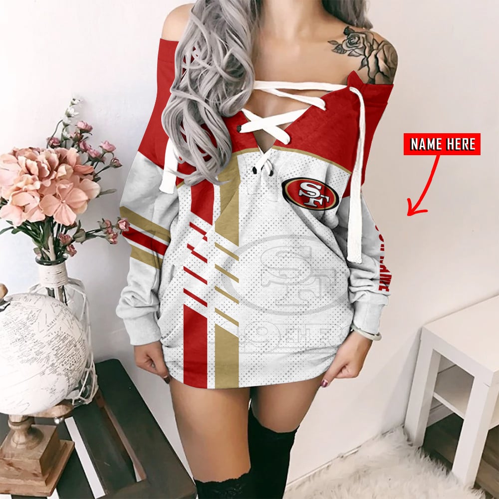 San Francisco 49ers Personalized Lace-Up Sweatshirt BGLU089
