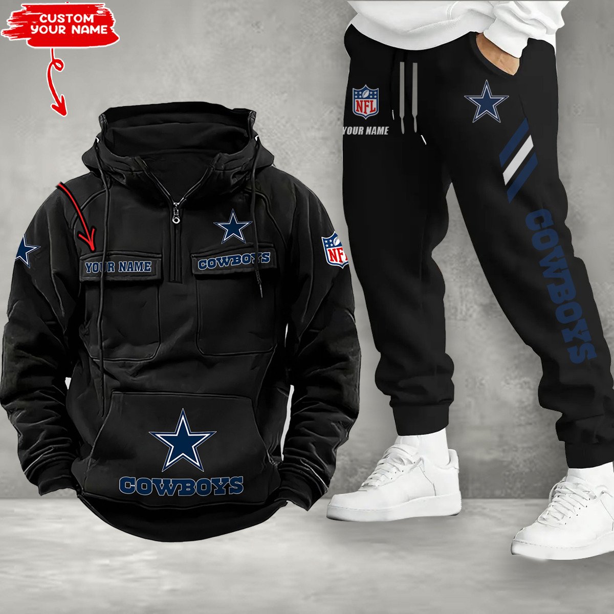 Dallas Cowboys Combo Multi-Pockets Hoodie And Pants EM38