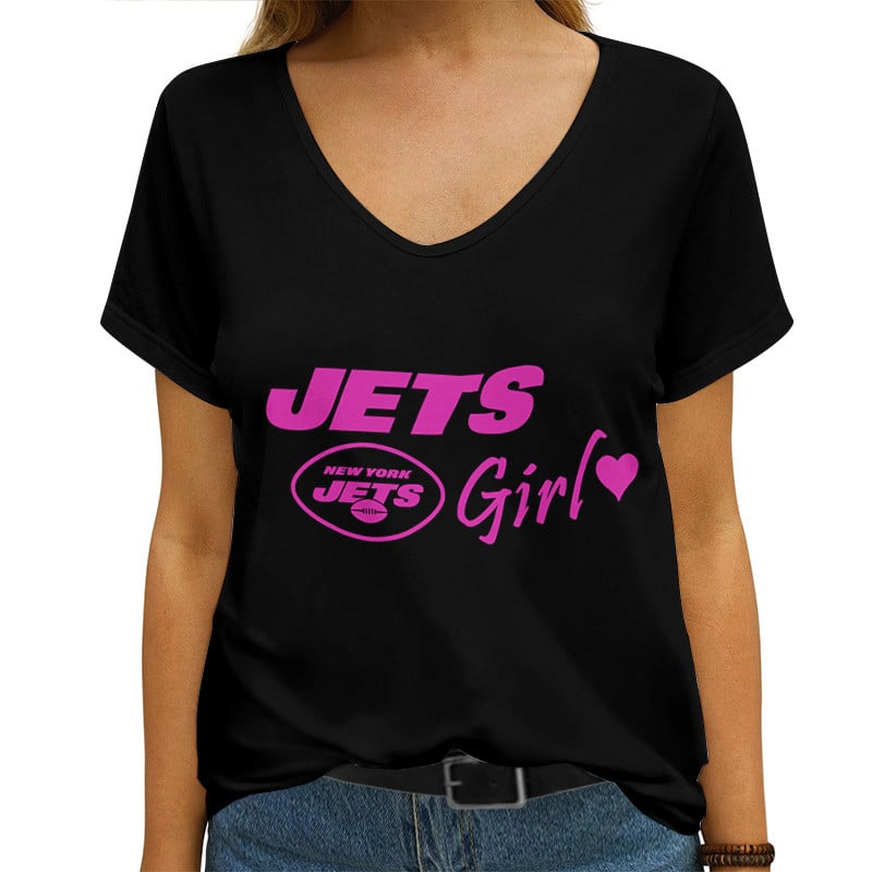 New York Jets V-neck Women T-shirt AGCWTS523