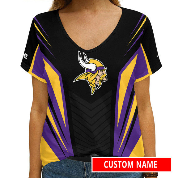 Minnesota Vikings Personalized V-neck Women T-shirt AGCWTS526