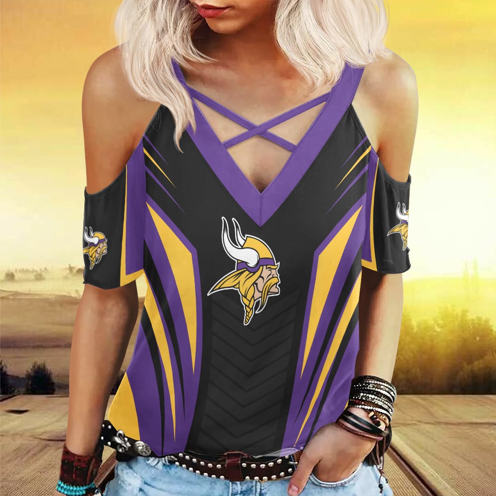 Minnesota Vikings Miss Hollow Out Blouse Shirt BGMHS029