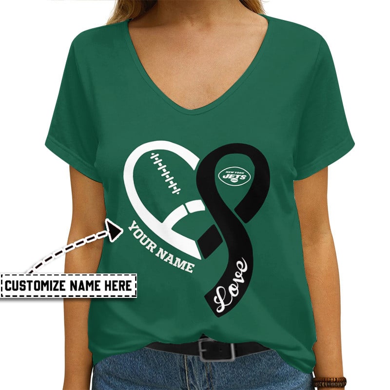 New York Jets Personalized V-neck Women T-shirt AGCWTS532