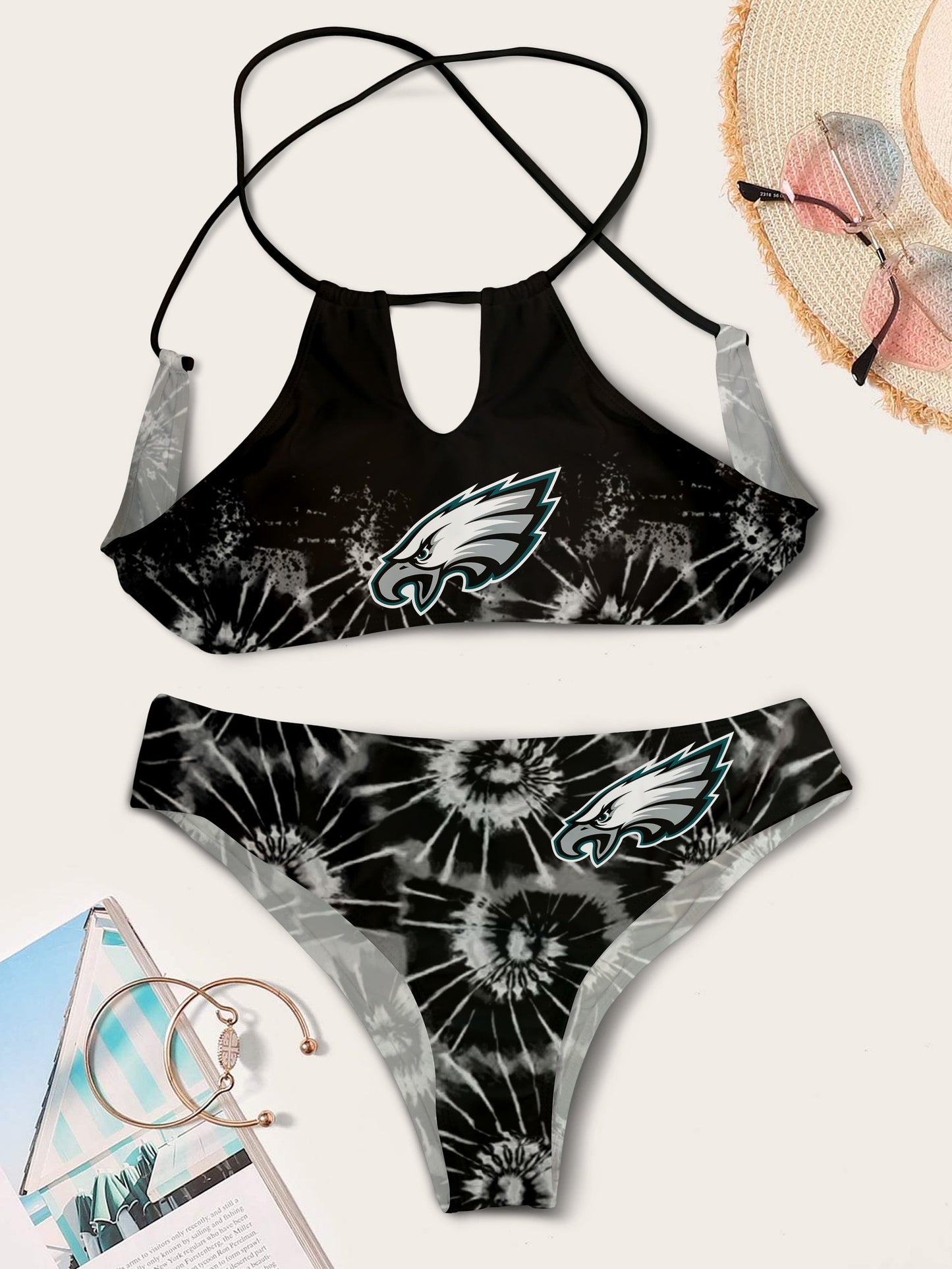 Philadelphia Eagles Women’s Cami Keyhole One-piece Swimsuit BG90