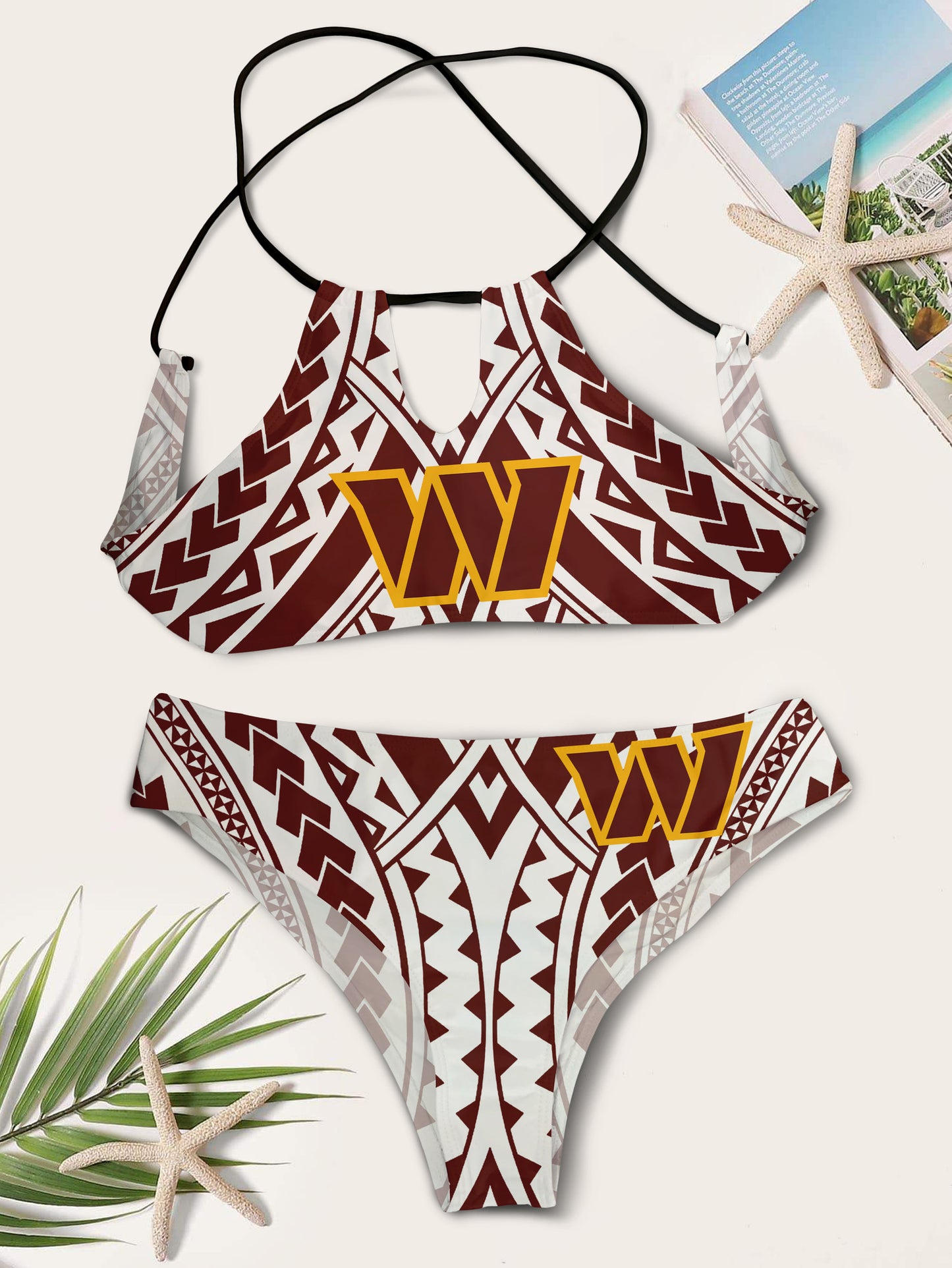 Washington Commanders Women’s Cami Keyhole One-piece Swimsuit BGCMSS092