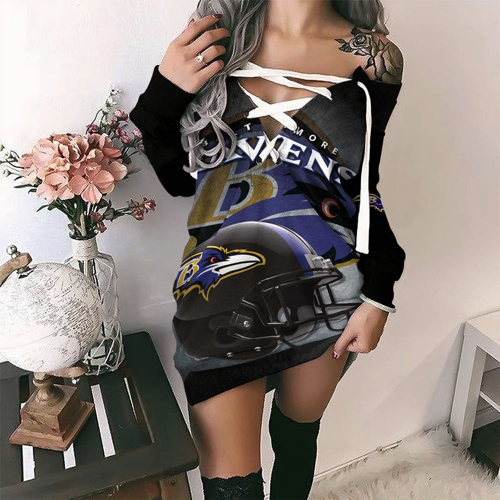 Baltimore Ravens Personalized Lace-Up Sweatshirt BGLU088