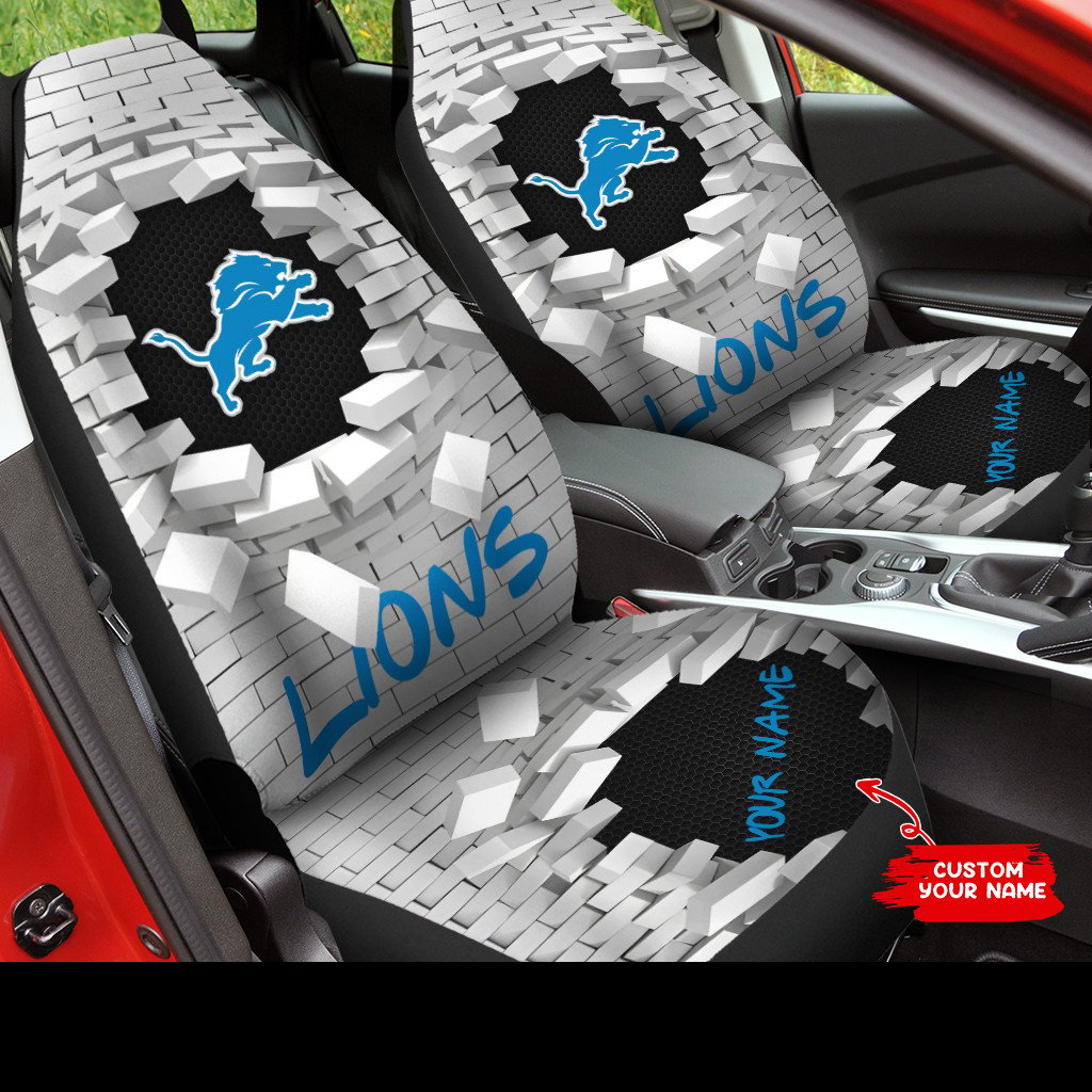 Detroit Lions Personalized Car Seat Covers BGCSC735