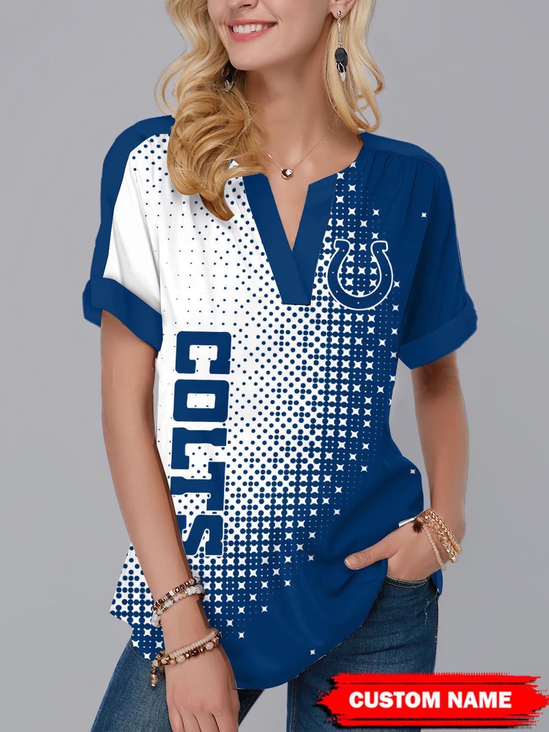 Indianapolis Colts Personalized Fashion Short Sleeve V-Neck Shirt AZSSV056