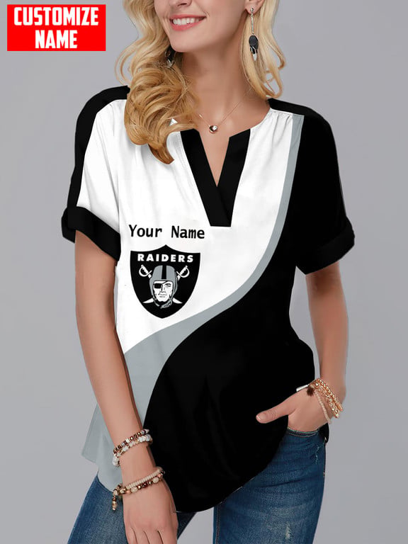 Las Vegas Raiders Personalized Fashion Short Sleeve V-Neck Shirt AZSSV085
