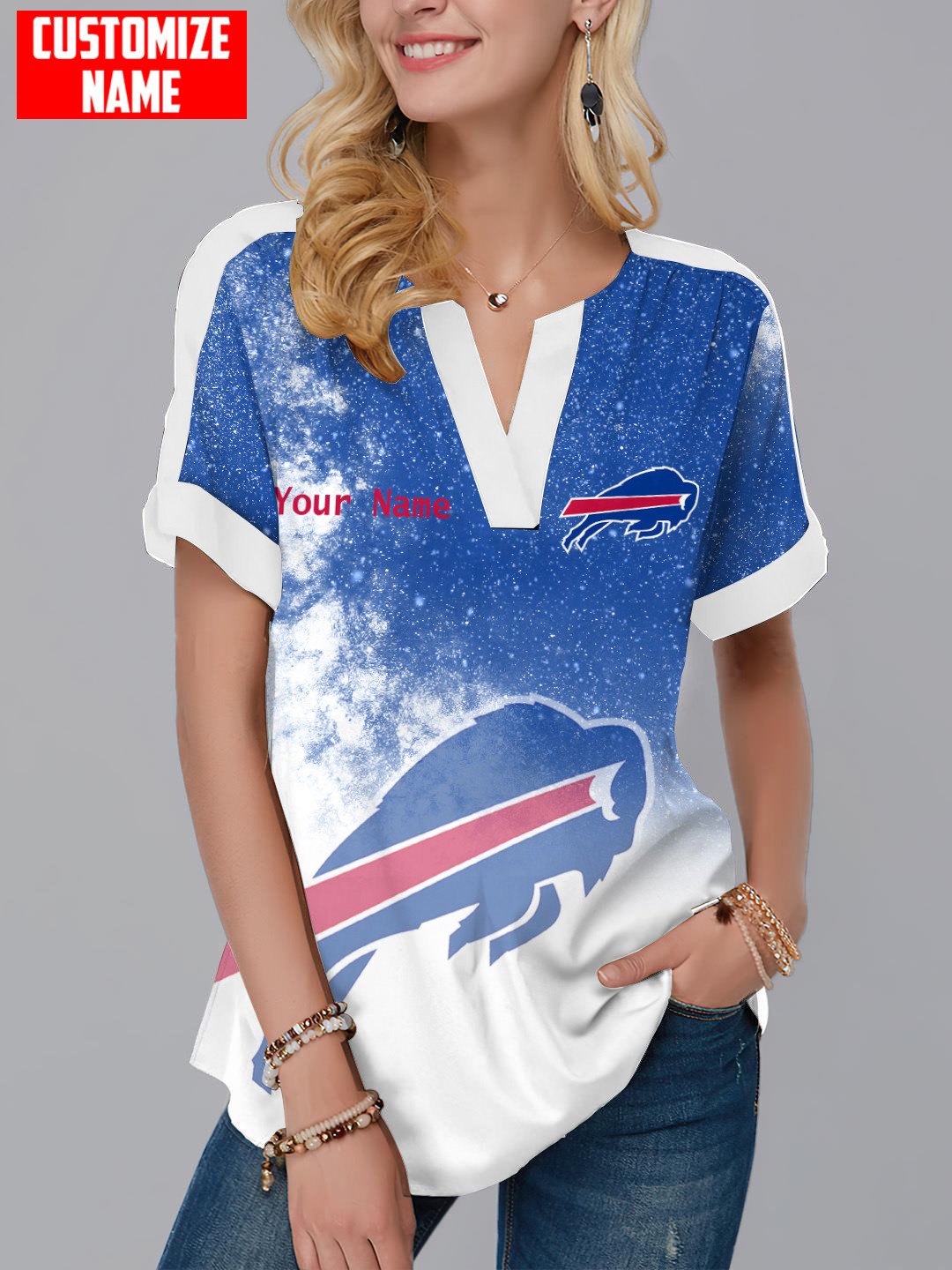 Buffalo Bills Personalized Fashion Short Sleeve V-Neck Shirt AZSSV145