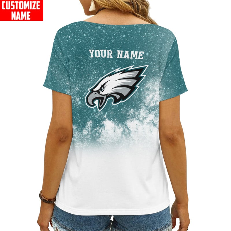Philadelphia Eagles Personalized V-neck Women T-shirt AGCWTS606
