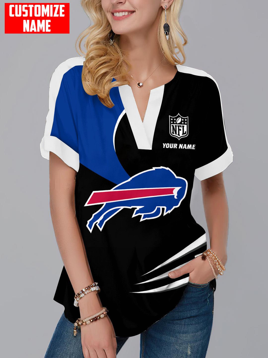 Buffalo Bills Personalized Fashion Short Sleeve V-Neck Shirt AZSSV197
