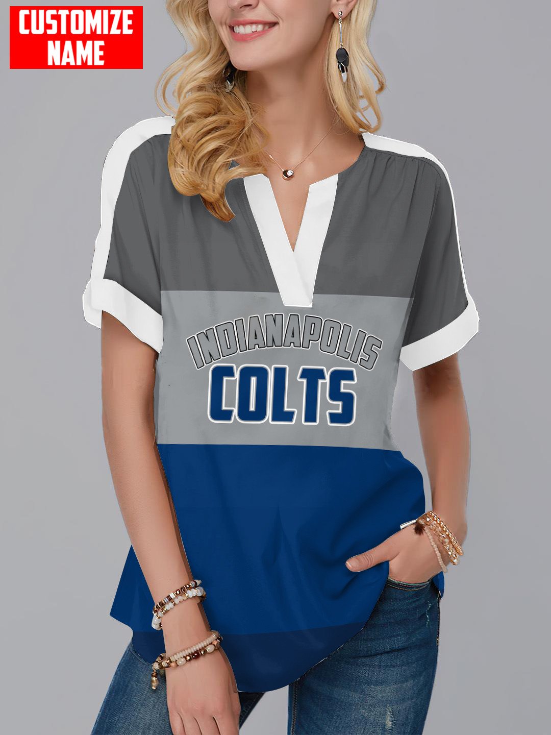Indianapolis Colts Personalized Fashion Short Sleeve V-Neck Shirt AZSSV241