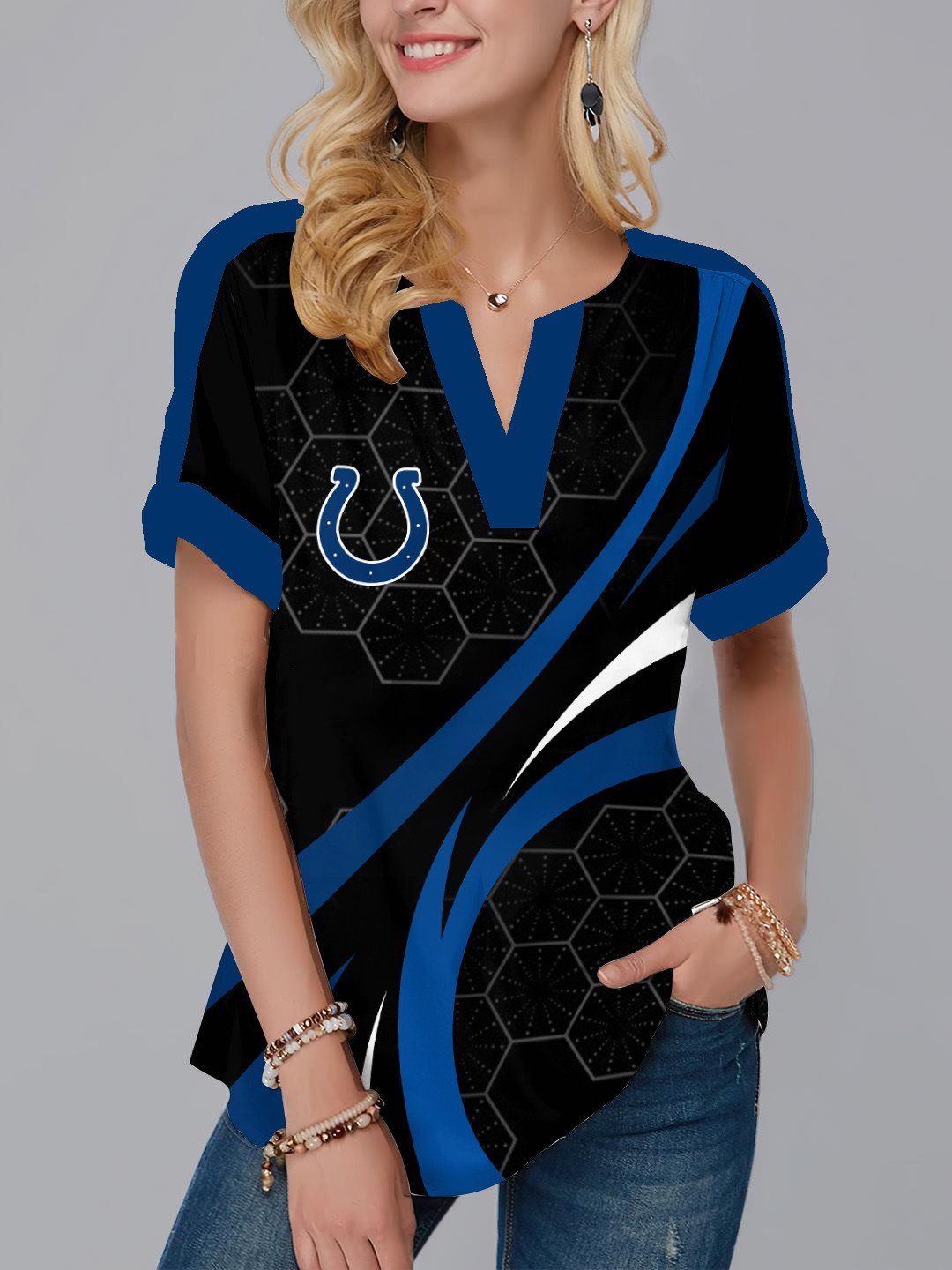 Indianapolis Colts Fashion Short Sleeve V-Neck Shirt AZSSV280