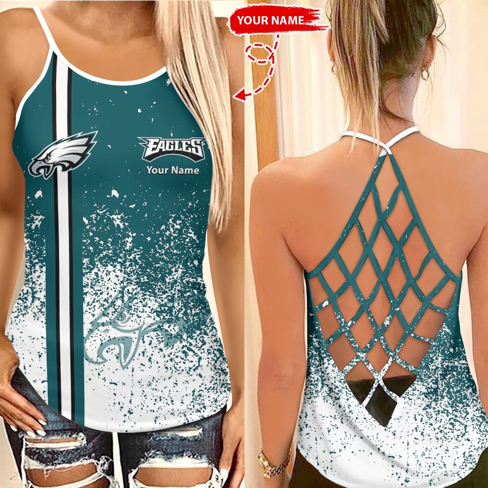 Philadelphia Eagles Personalized Criss Cross Tank Top BGCCTANK170