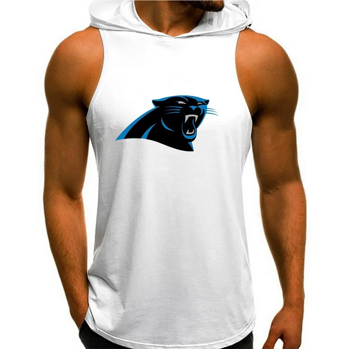 Carolina Panthers Man Gym-Sport Hoodie Vest BGMGSH014