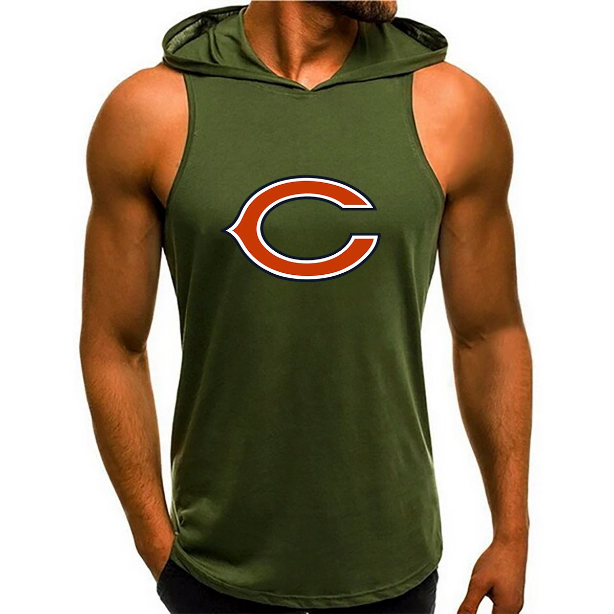 Chicago Bears Man Gym-Sport Hoodie Vest BGMGSH015
