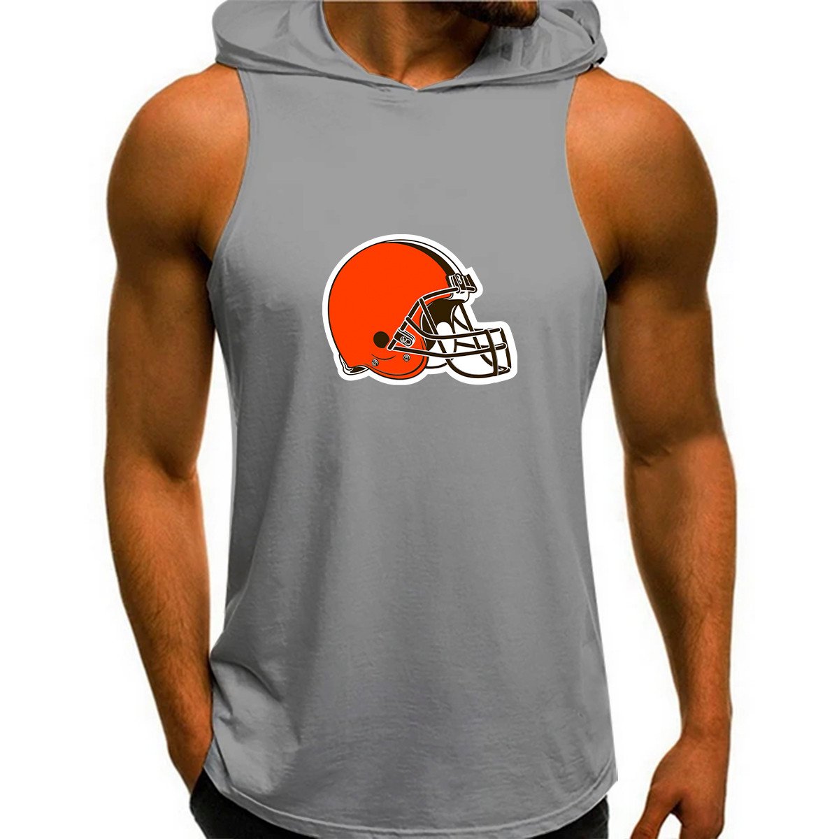 Cleveland Browns Man Gym-Sport Hoodie Vest BGMGSH016