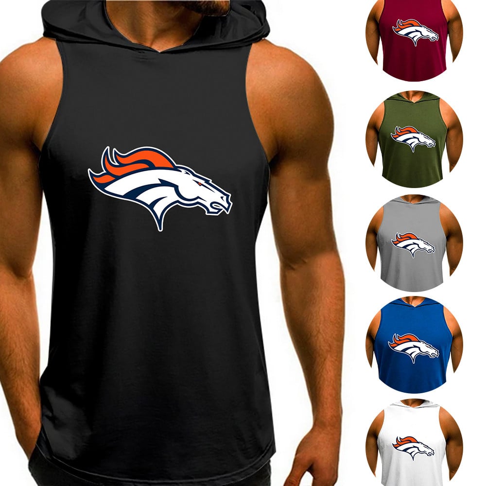 Denver Broncos Man Gym-Sport Hoodie Vest BGMGSH017