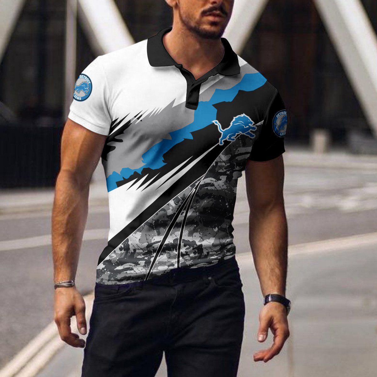 Detroit Lions Polo T-shirt BGPLS137