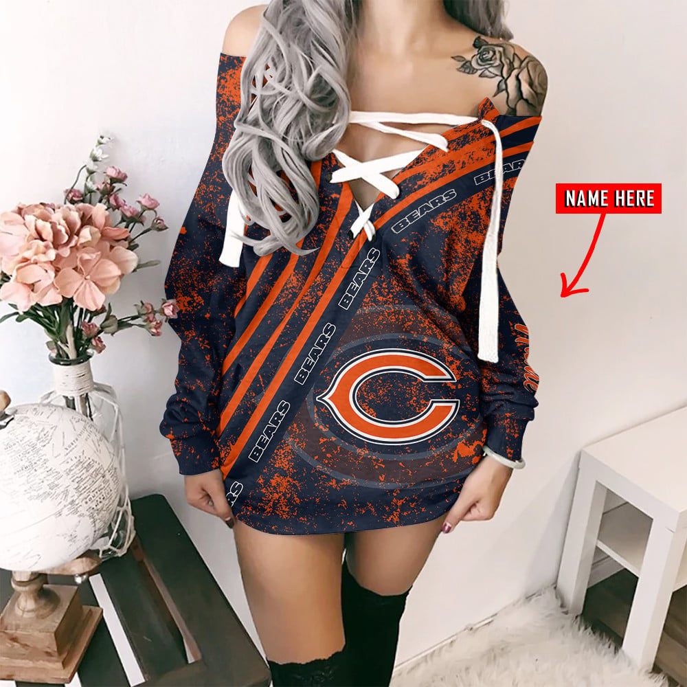 Chicago Bears Personalized Lace-Up Sweatshirt BGLU099