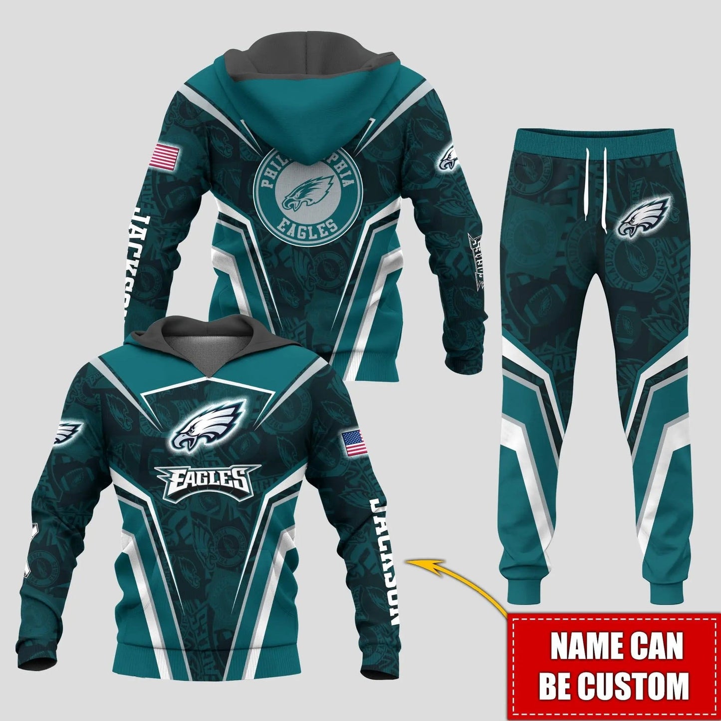 Philadelphia Eagles Personalized Hoodie and Joggers AZCHD951